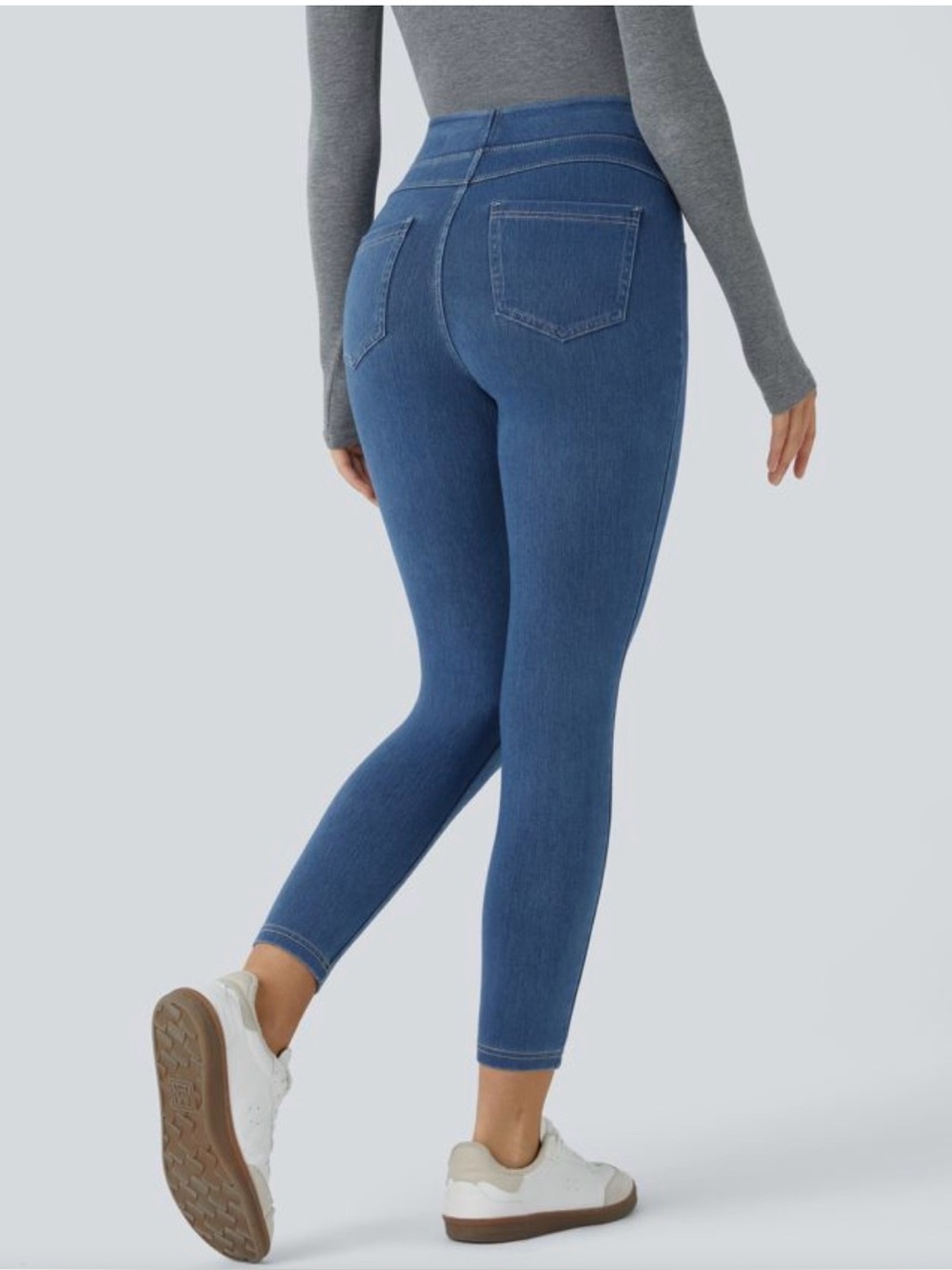 Halara Flex Denim-Look Jeggings - Medium Blue Full Legnth